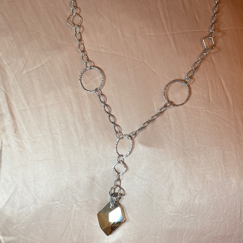 Custom hand made - Vintage‎ Swarovski Crystal  Y-necklace statement 925 SS 40g